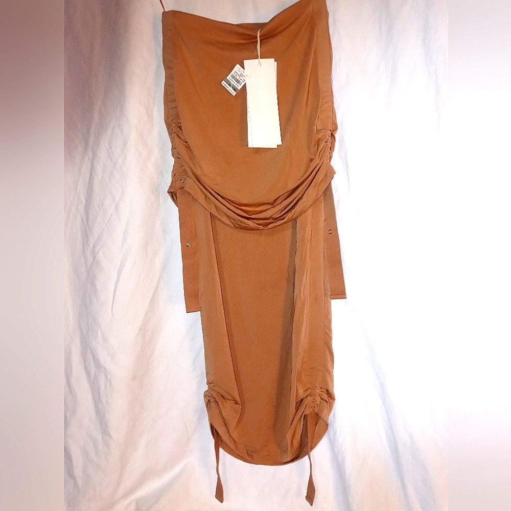 Doric Gather Skirt by Dion Lee * Heavy Eco Crepe XXS * Color-Camel *